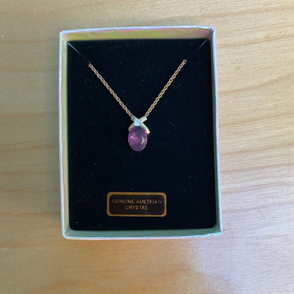 *NWT* Genuine Purple Crystal Gold Necklace